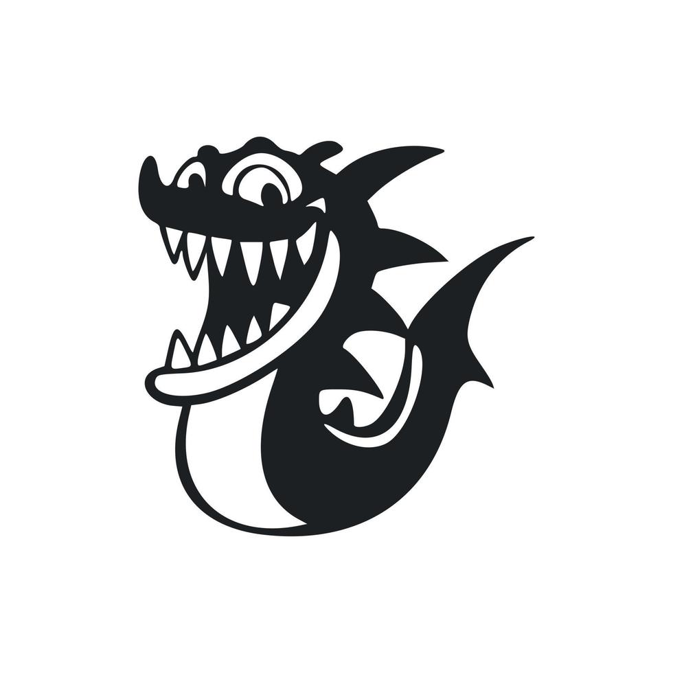 Black and white Uncomplicated logo with Sweet Cheerful crocodile. vector