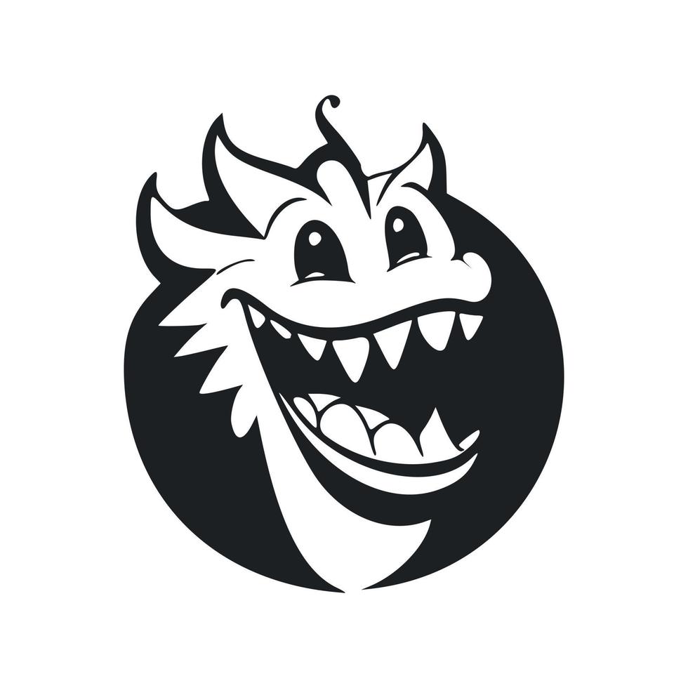 negro y blanco sencillo logo con encantador alegre cocodrilo. vector