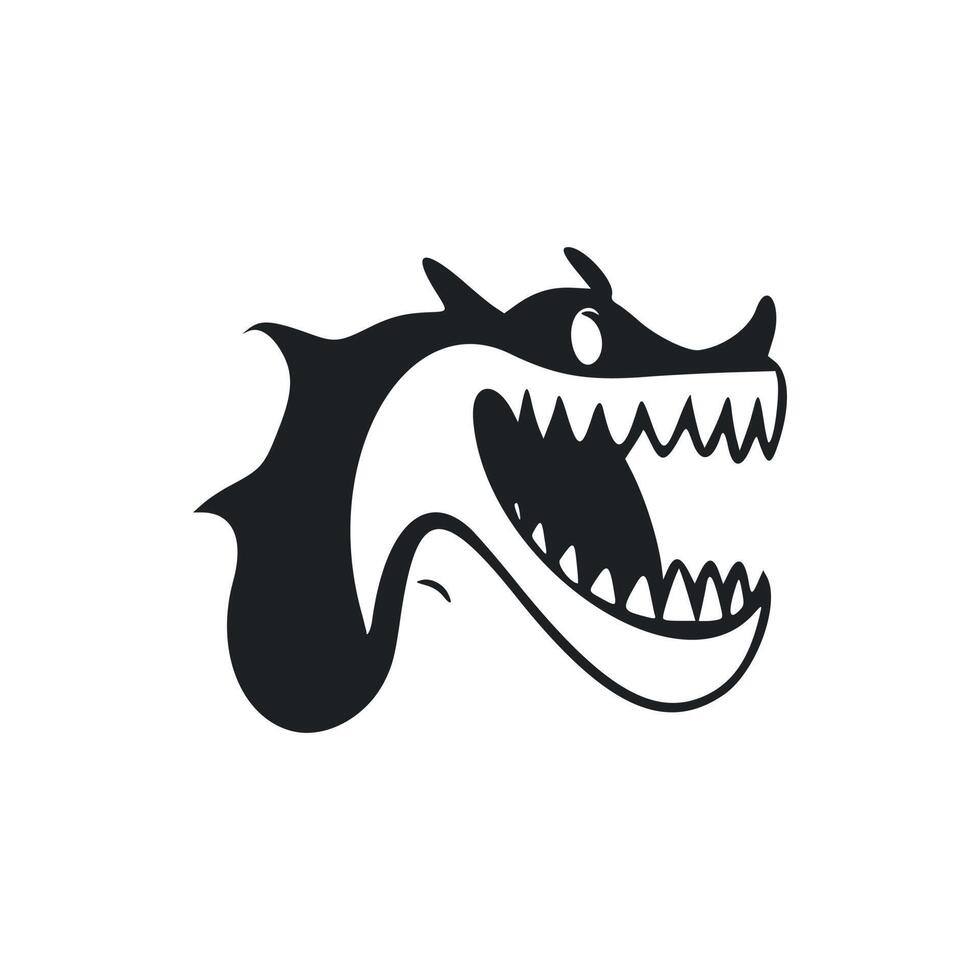 Black and white light logo with Attractive Cheerful crocodile. vector