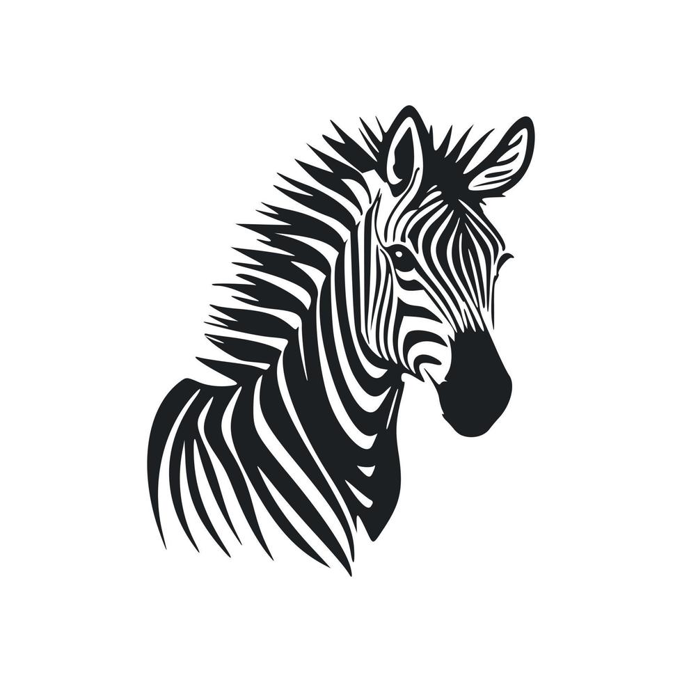 Black and white simple logo with lovely zebra vector