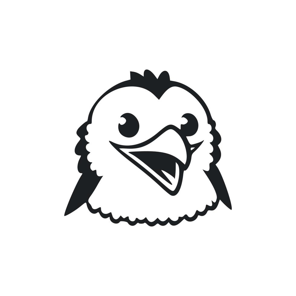 Black and white Lightweight logo with an adorable and cute eagle. vector