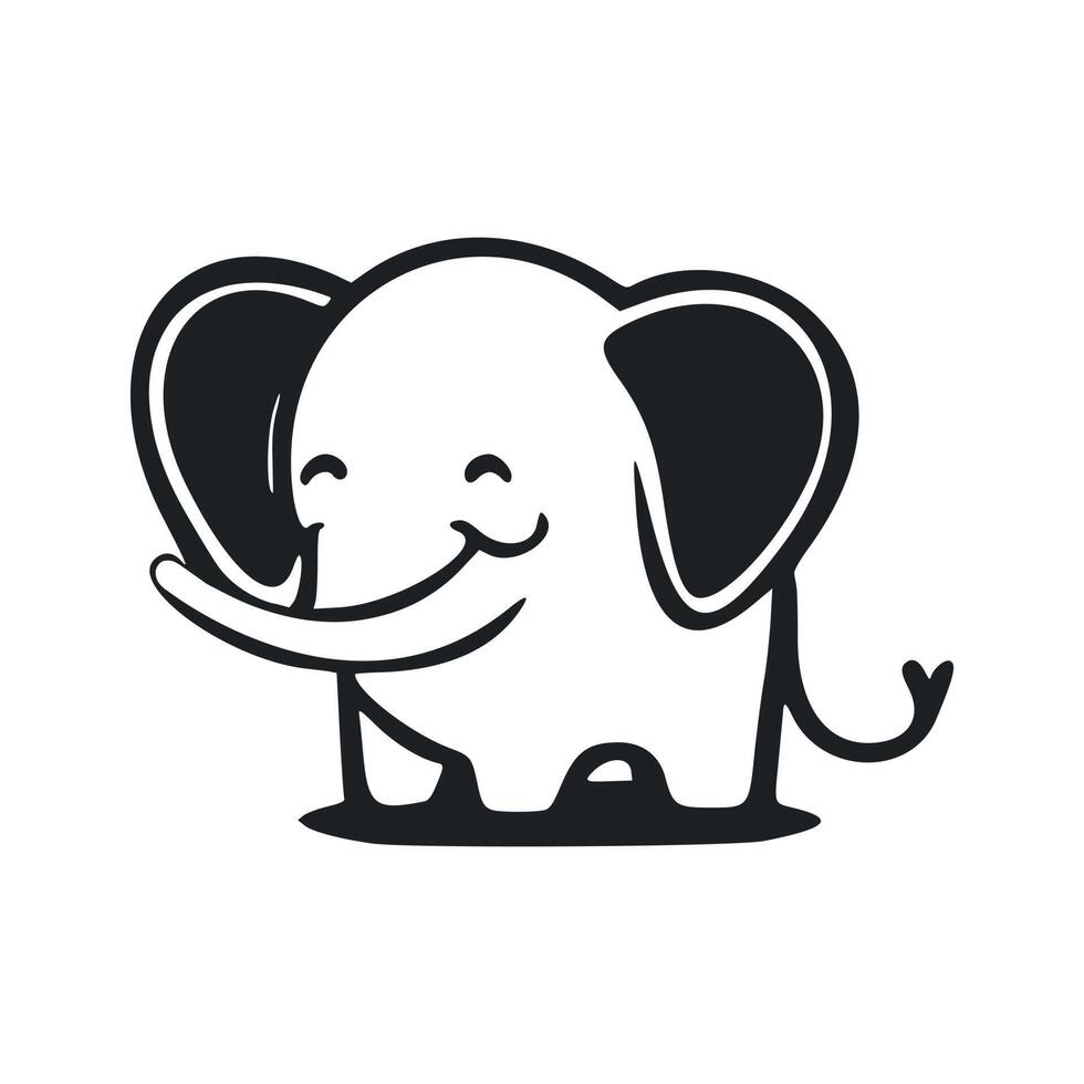 Black and white basic logo with a charming cheerful bear. vector