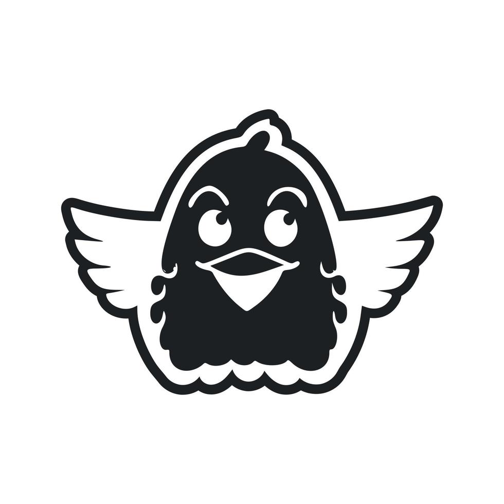 Black and white Simple logo with a nice and cute eagle. vector