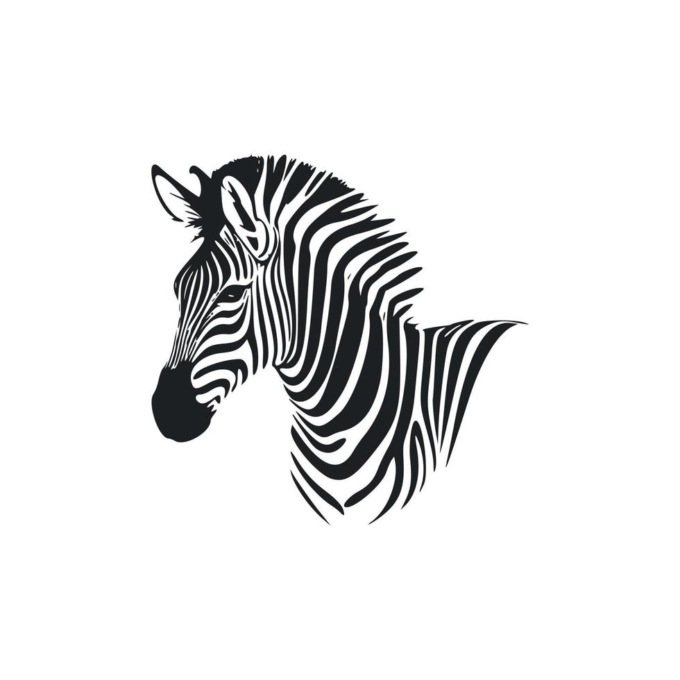 Black and white simple logo with attractive zebra vector