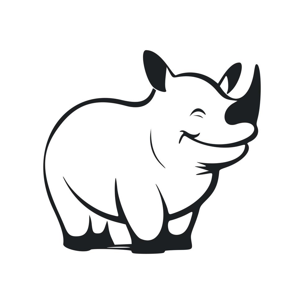 Black and white Uncomplicated logo with a Pleasant Cheerful hippopotamus. vector