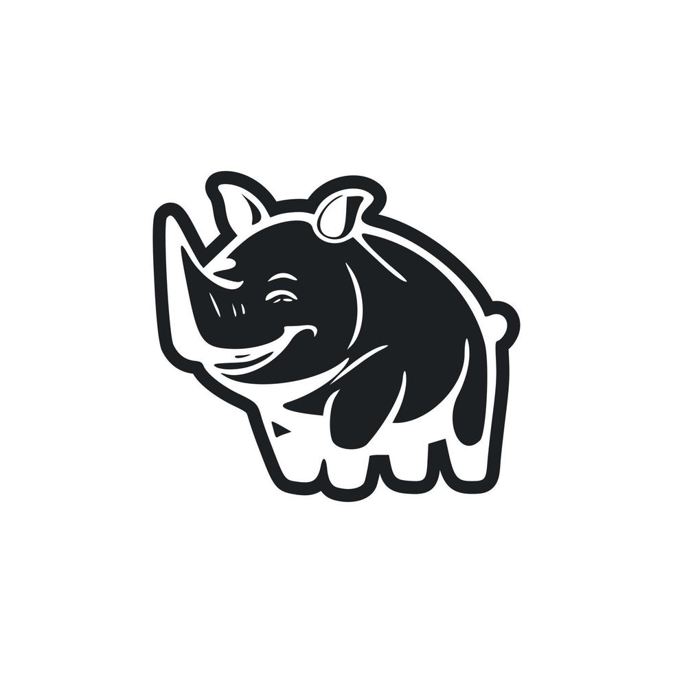 Black and white Basic logo with an aesthetic Cheerful Hippo. vector