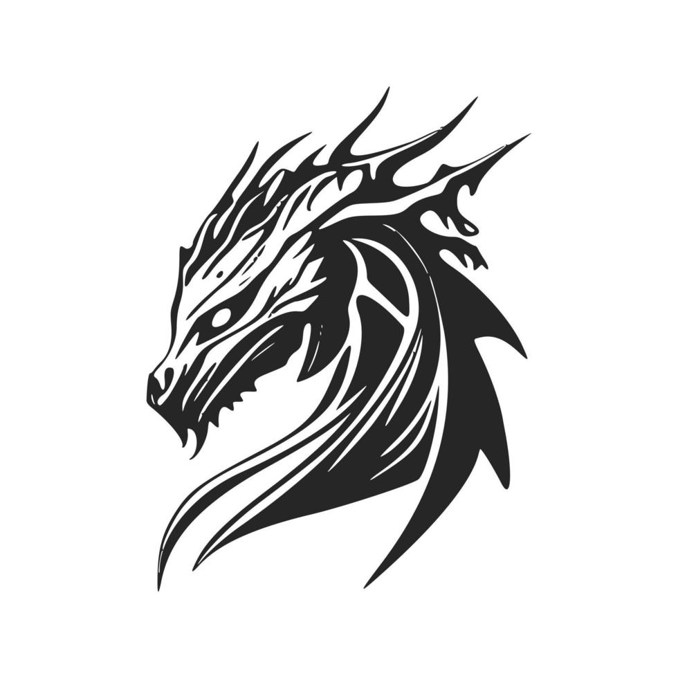 Make a bold statement with our striking black and white minimalist dragon logo. vector