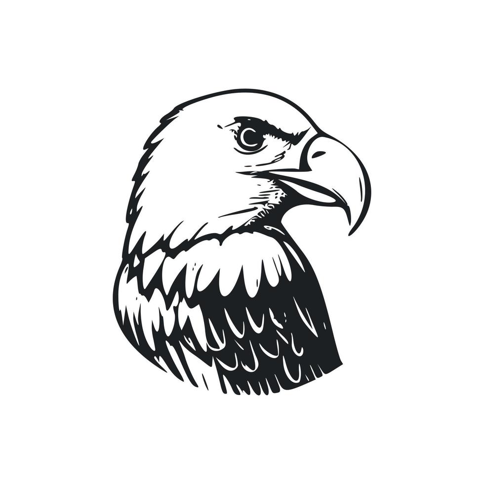 Black and white Simple logo with Attractive and cute eagle. vector