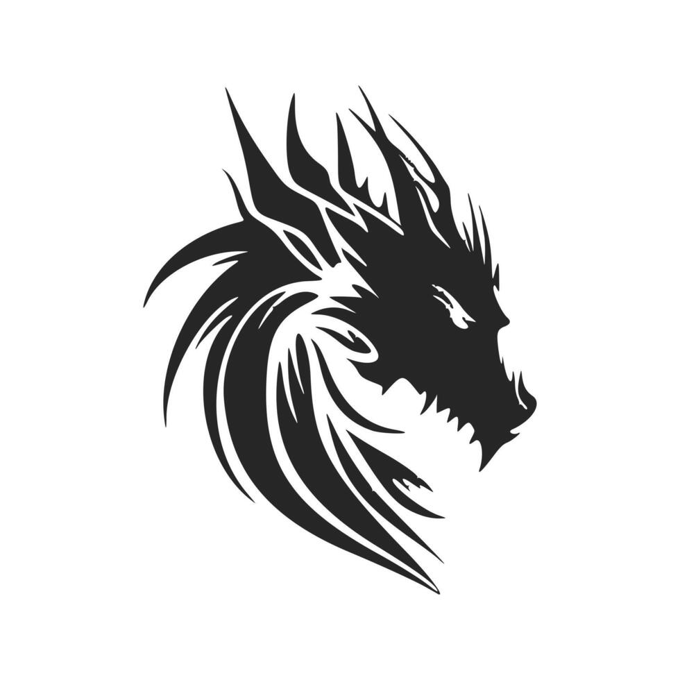 Make a bold statement with our striking black and white modern dragon logo. vector