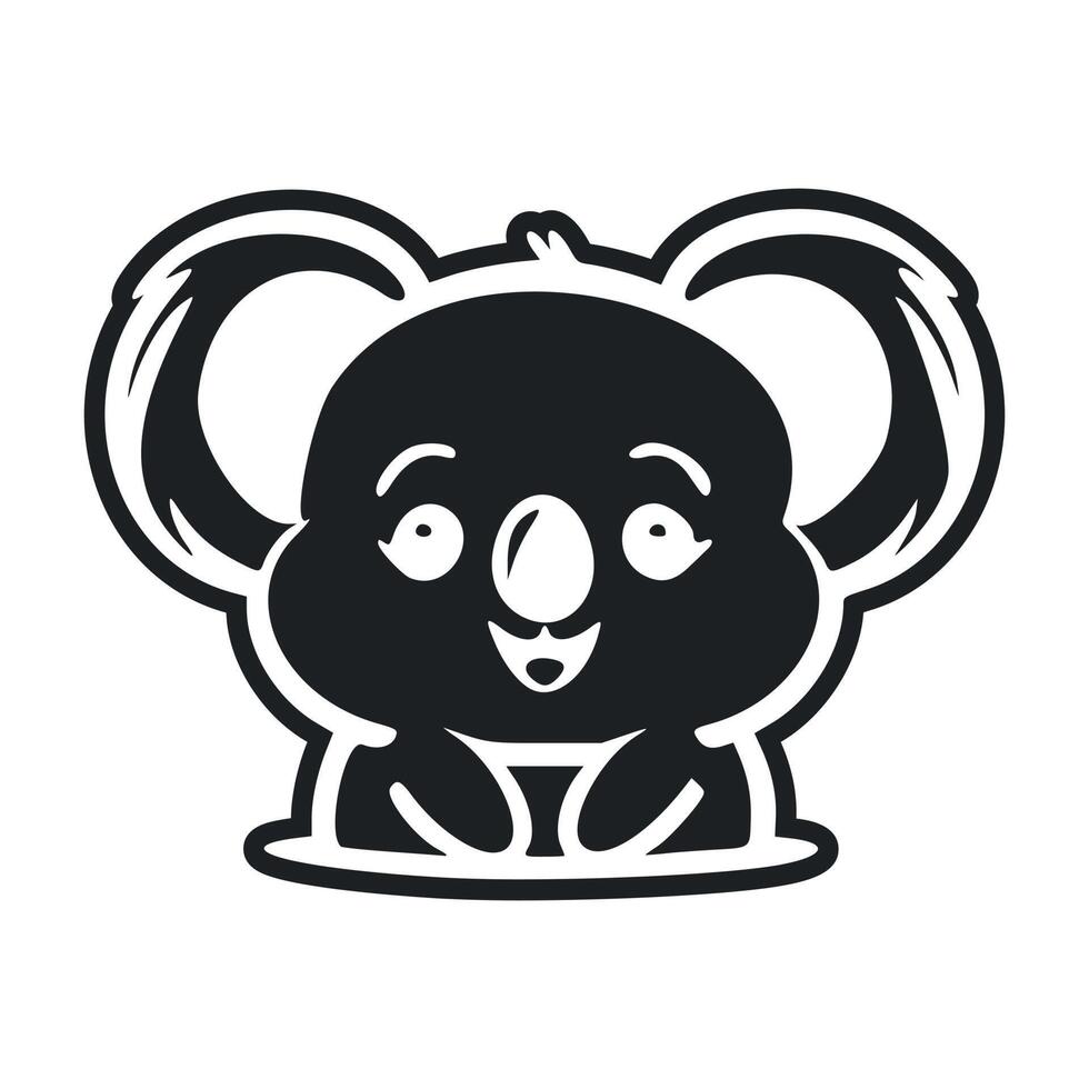 Black and white Light logo with aesthetic and cute koala. vector