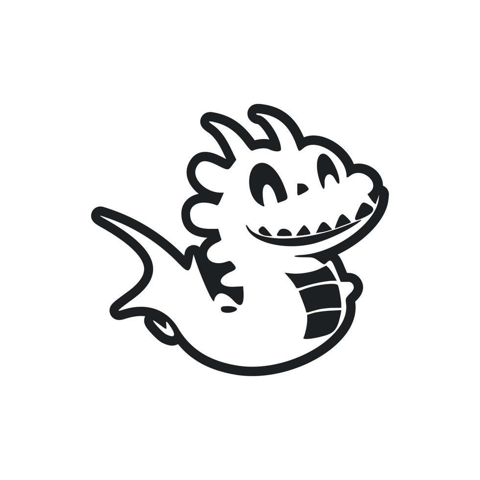 Black and white light logo with sweet cheerful crocodile. vector