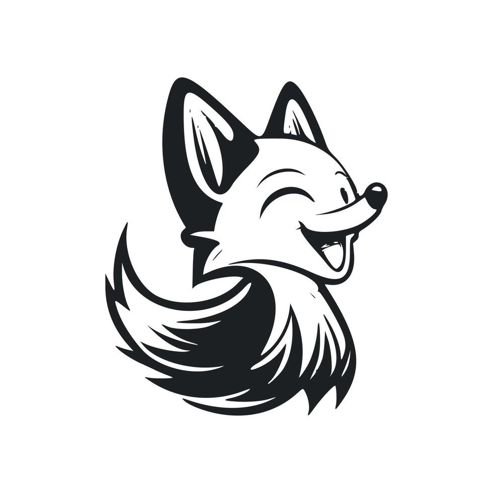 Black and white minimalistic logo with a Pleasant Cheerful pony. vector