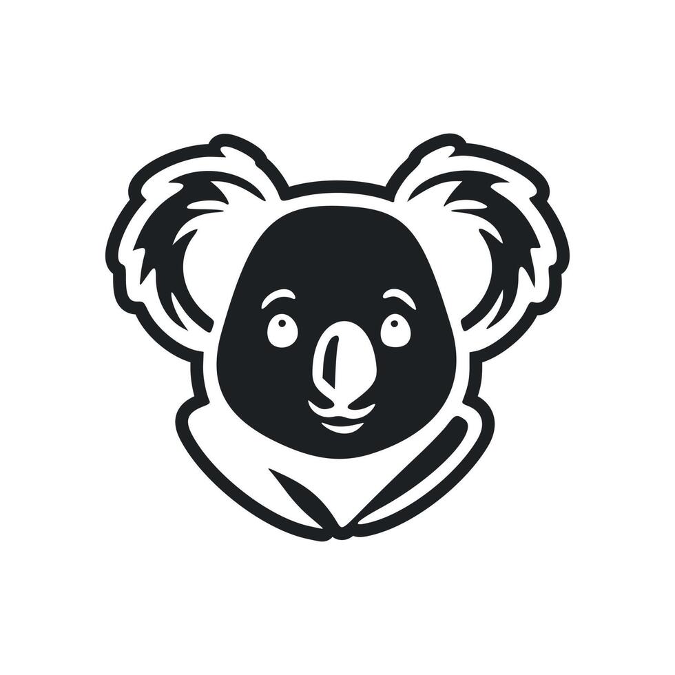 Black and white Light logo with Nice and cute koala. vector