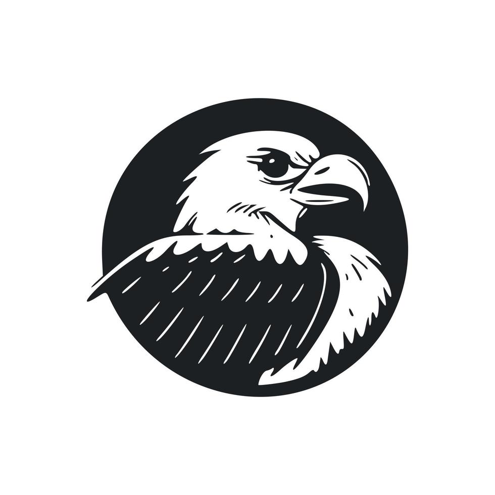 Black and white basic logo with a beautiful eagle vector