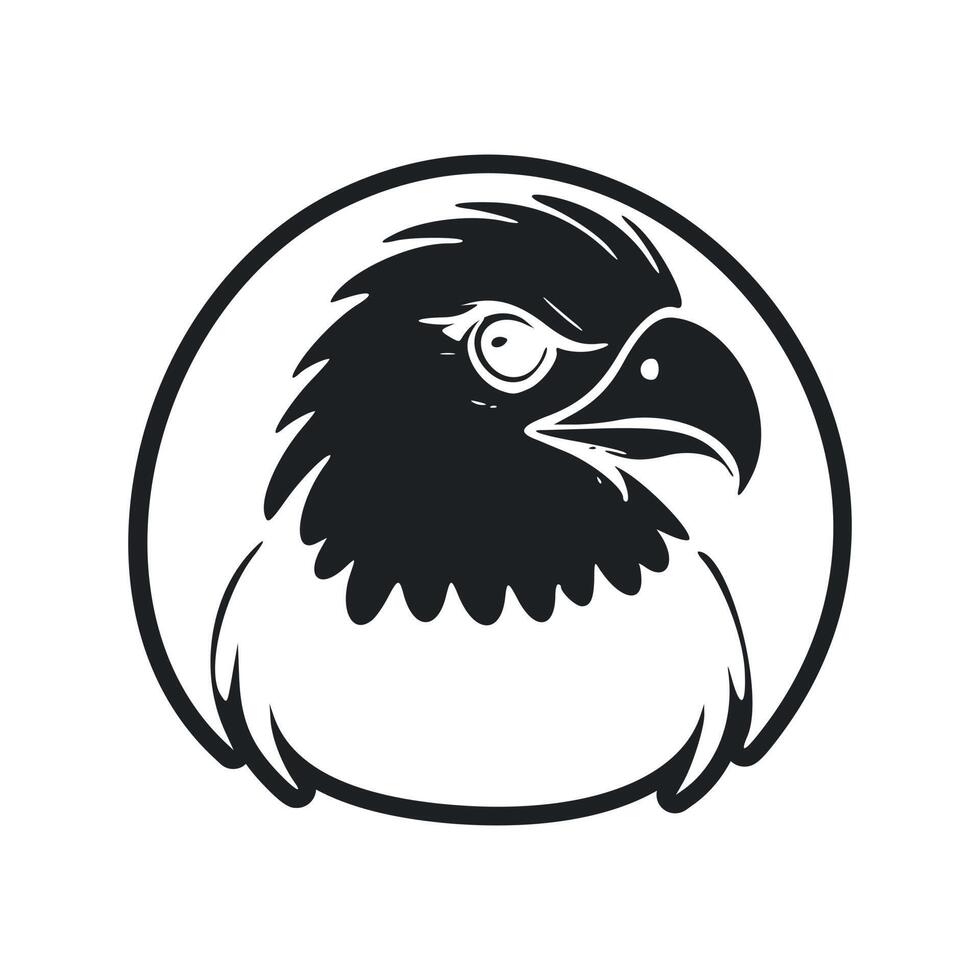 Black and white simple logo with a charming eagle vector