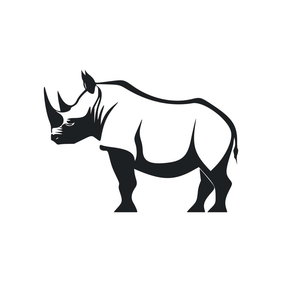 Black and white basic logo with aesthetic rhinoceros vector