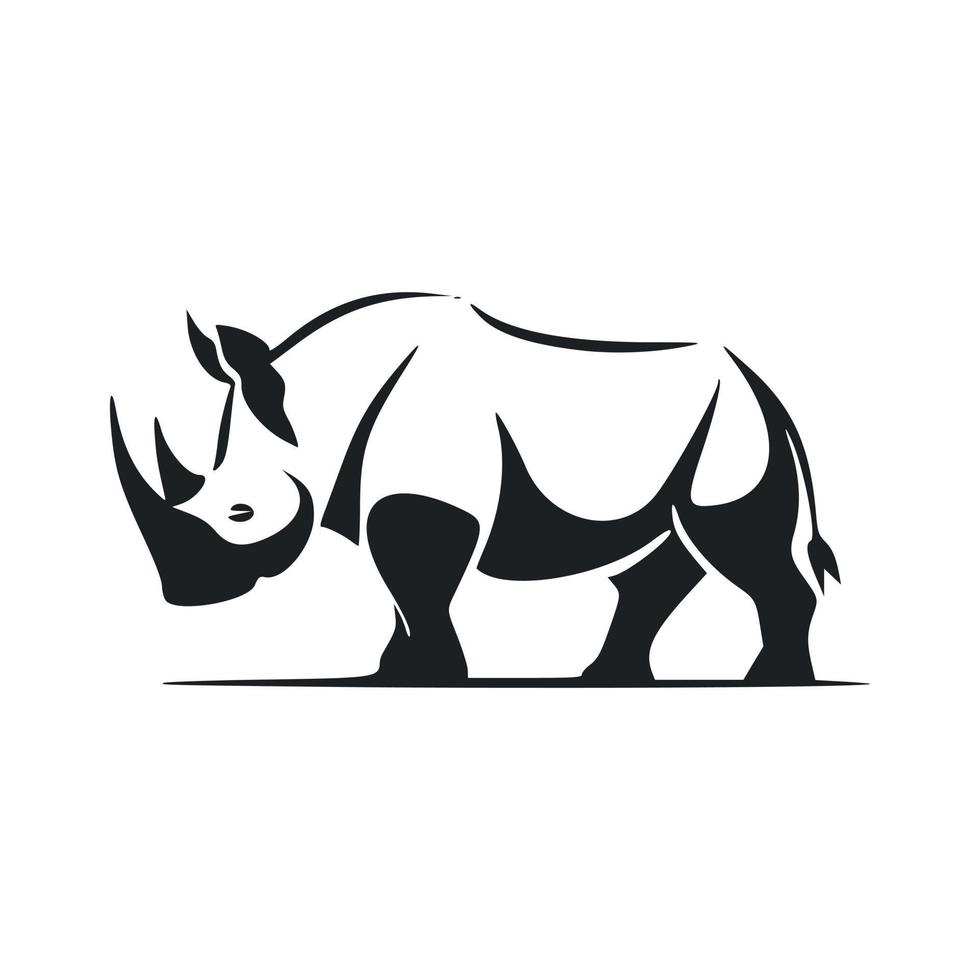 Black and white basic logo with a charming rhinoceros vector