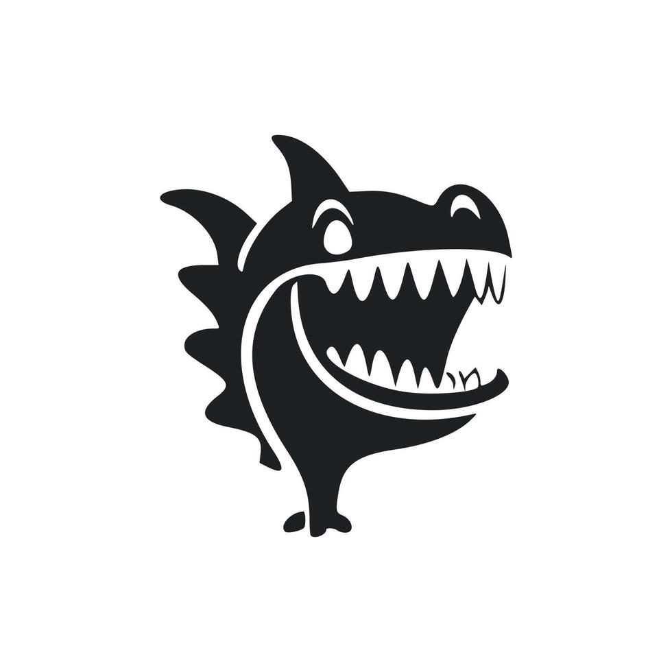 Black and white minimalistic logo with Attractive Cheerful crocodile. vector