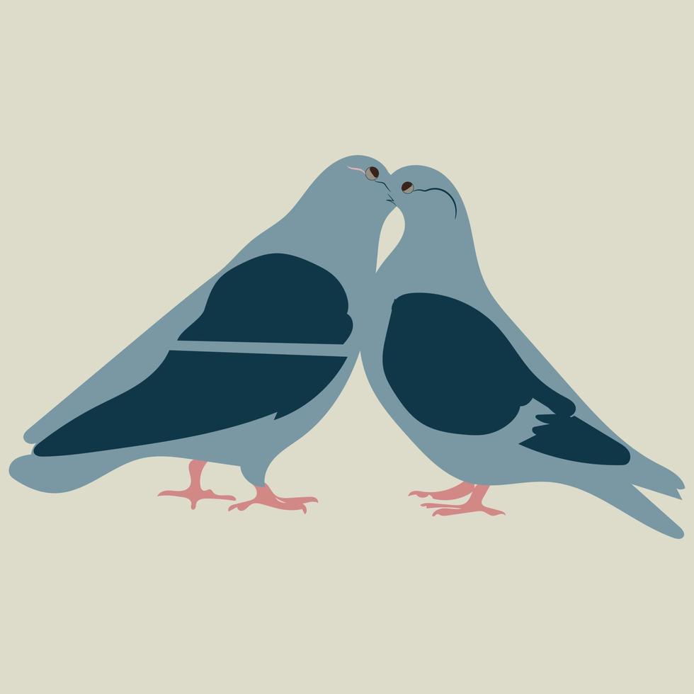 Two Cartoon Pigeons Standing On A Light Yellow Background vector