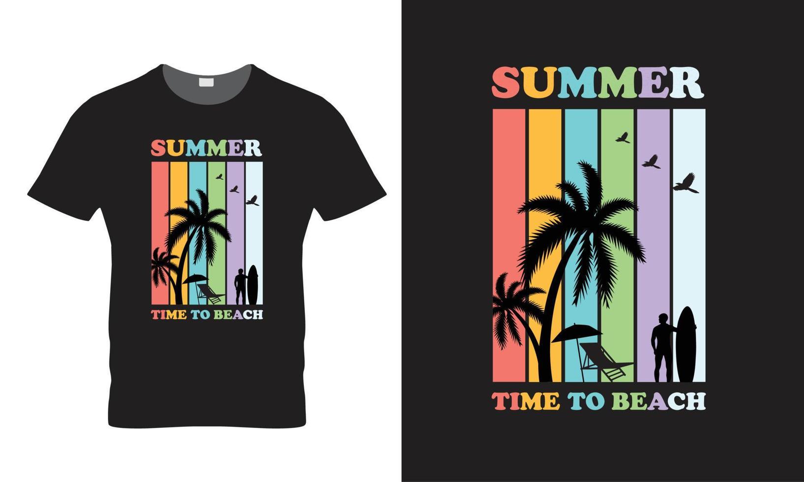 beach tee print with palm tree. T-shirt design graphics colorful typography. Vector illustration.