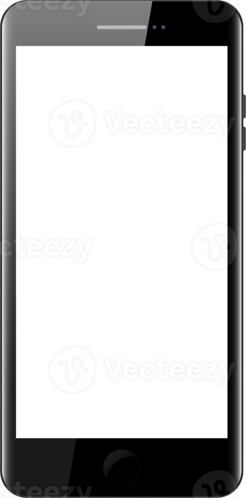 New realistic mobile black smartphone modern style isolated png