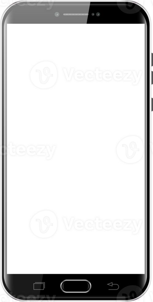 New realistic mobile black smartphone modern style isolated png