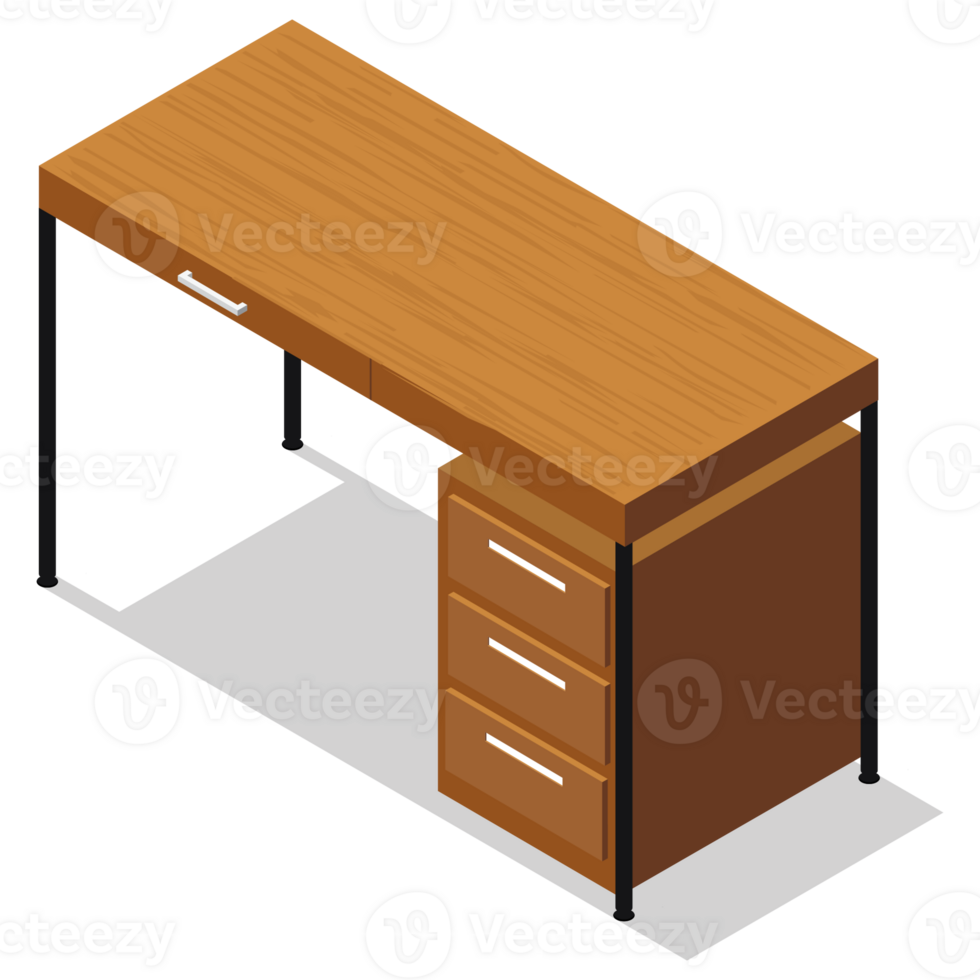 Isometric office table isolated png