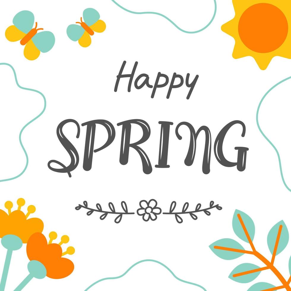 Template for posting social media in spring. vector