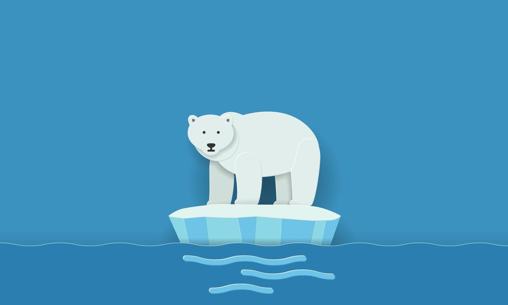 polar oso en hielo témpano de hielo derritiendo iceberg y global calentamiento vector