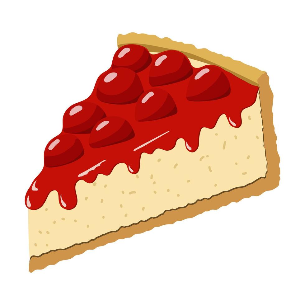 Cereza tarta de queso. vector ilustración en un blanco antecedentes.