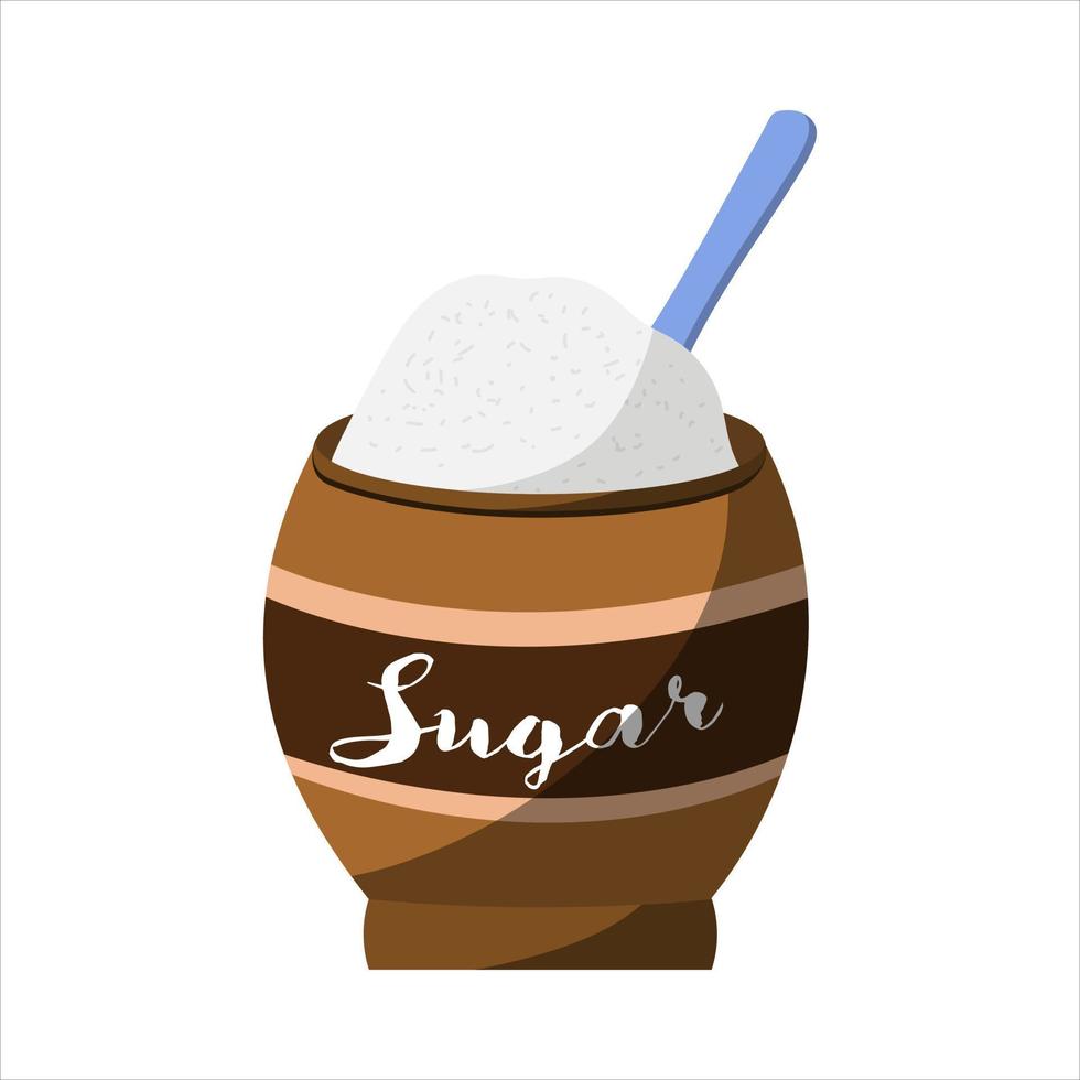 azúcar en el azúcar bol. vector ilustración en un blanco antecedentes.
