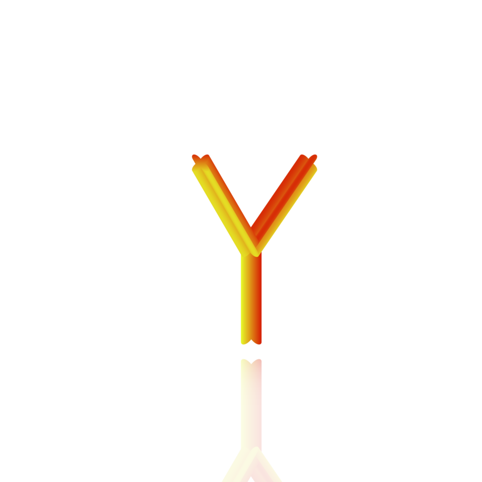 3d illustration blender text alphabet Y on a transparent background suitable for design logo symbols png