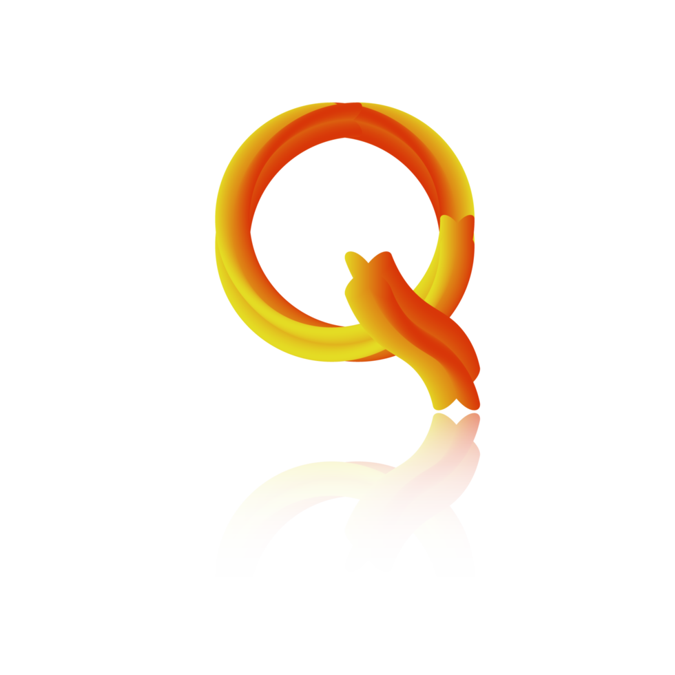 3d illustration blender text alphabet Q on a transparent background suitable for design logo symbols png