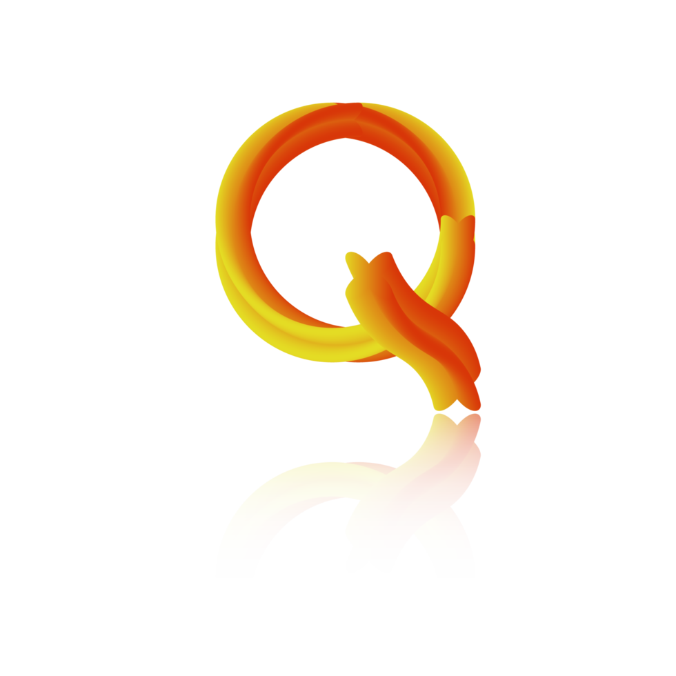 3d illustratie blender tekst alfabet q Aan een transparant achtergrond geschikt voor ontwerp logo symbolen png