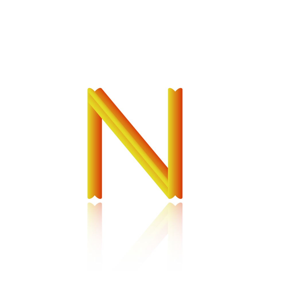 3d illustration blender text alphabet N on a transparent background suitable for design logo symbols png