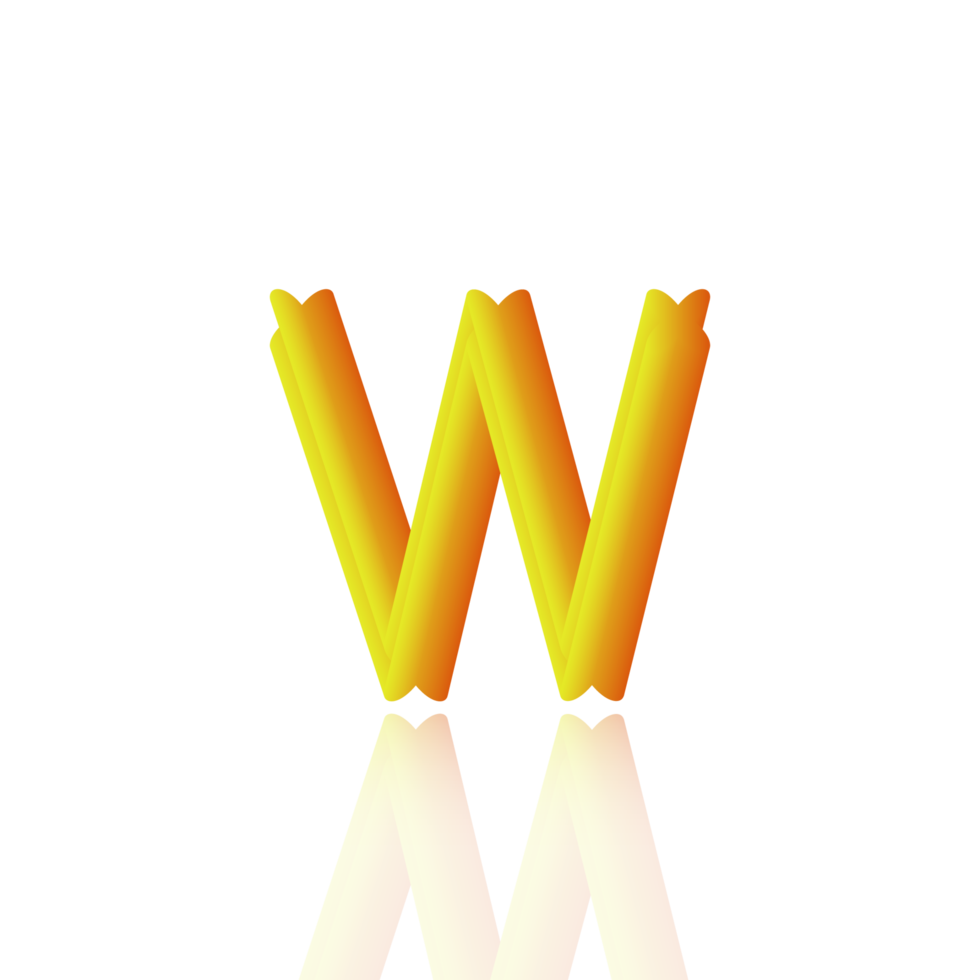 3d illustration blender text alphabet W on a transparent background suitable for design logo symbols png