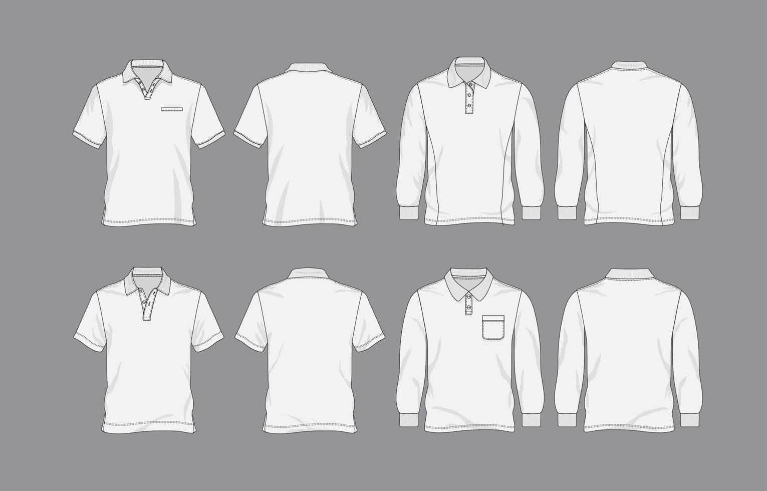 contorno blanco color polo camisa modelo vector