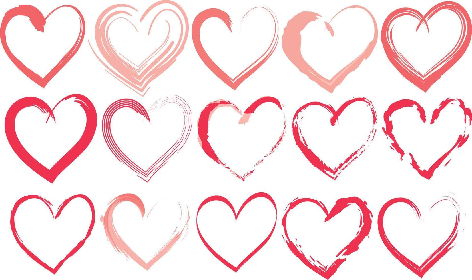 Set of hand drawn red vector heart