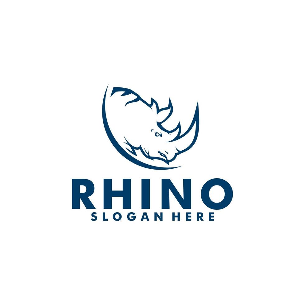 plano diseño rinoceronte cabeza logo vector