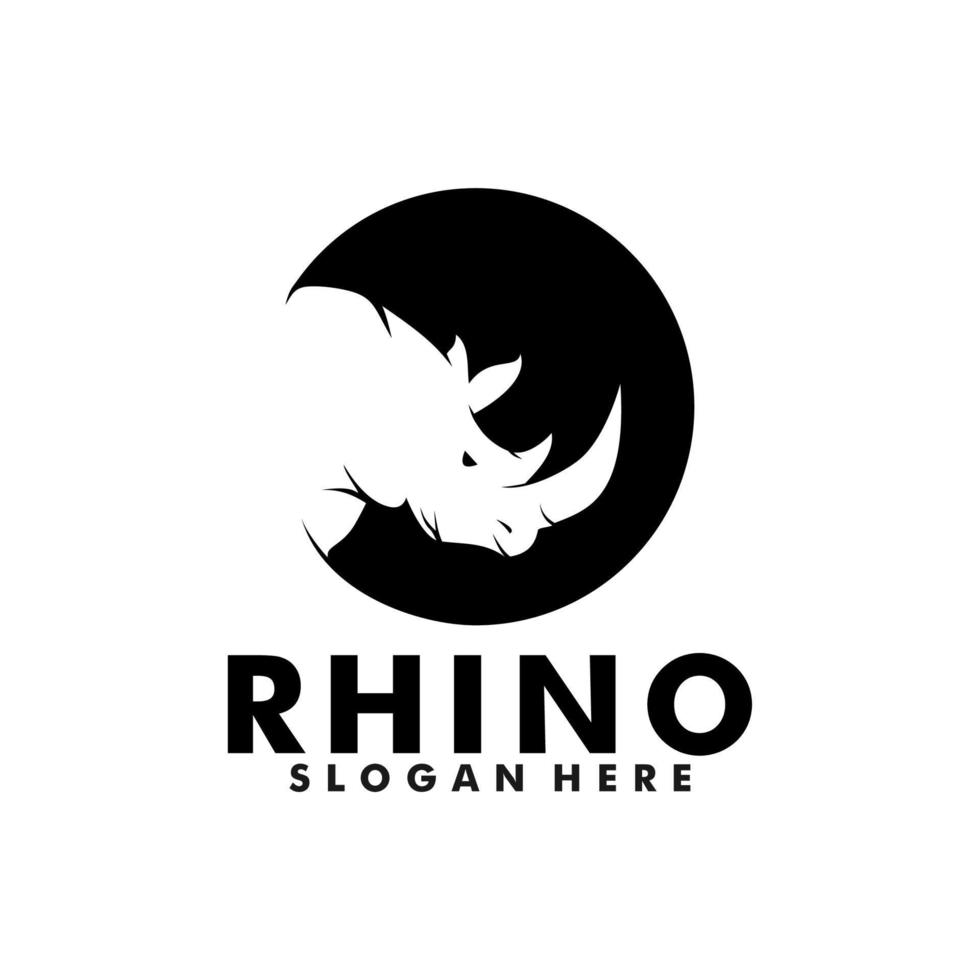 plano diseño rinoceronte cabeza logo vector