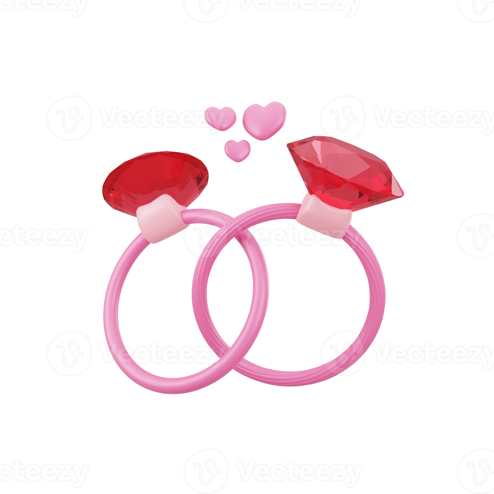 3d pink ring with love illustration icon object 19979218 PNG