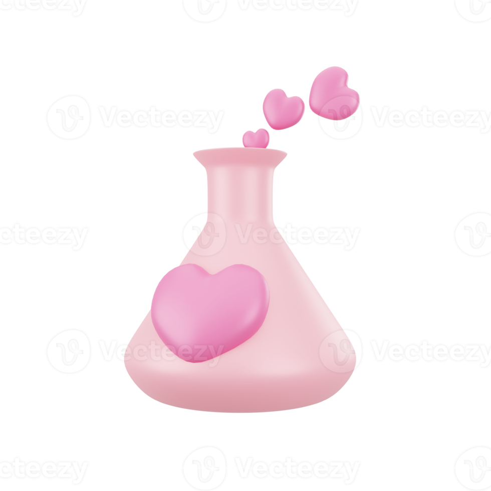 3d pink bottle love illustration icon object png