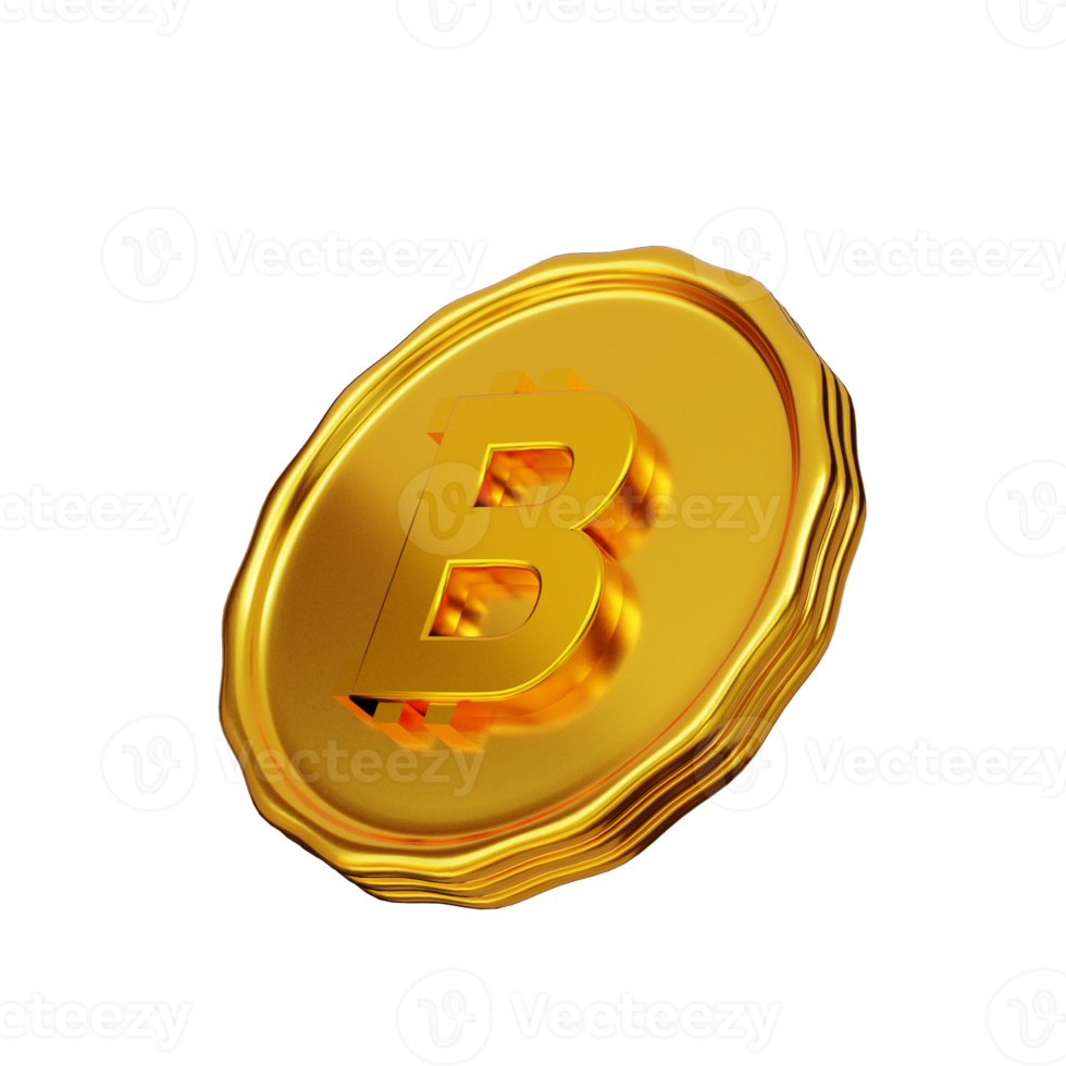 3d rendering bitcoin coin illustration object with transparent background png