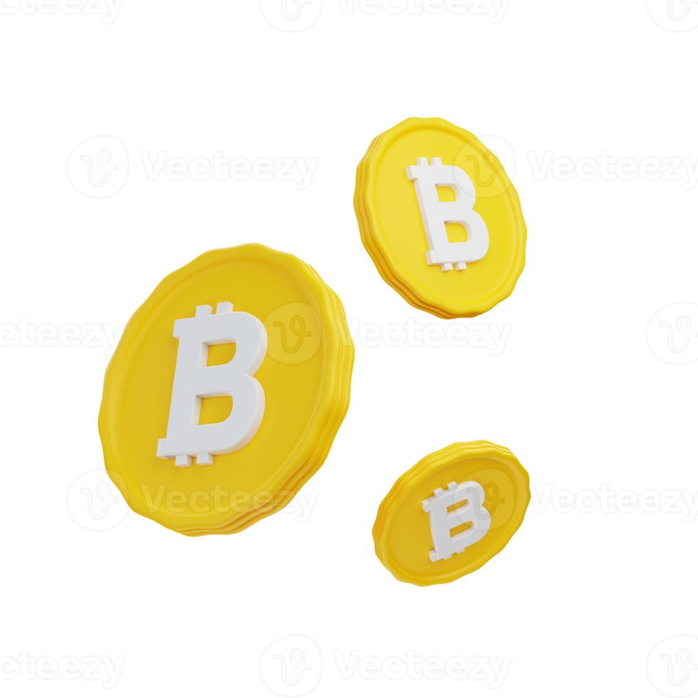 3d rendering bitcoin coin illustration object with transparent background png