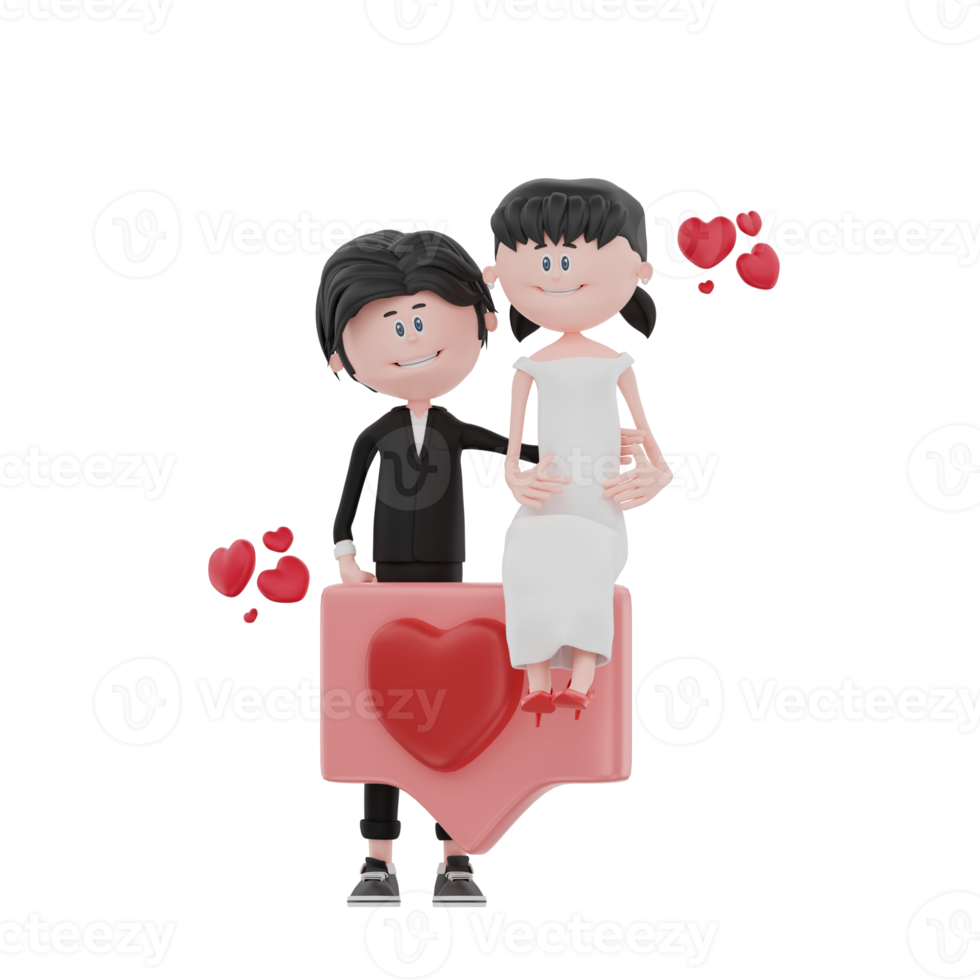 3d wedding character is sitting png