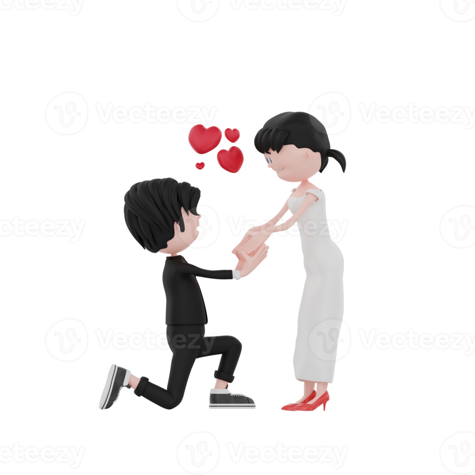 Premium Vector | Couple in proposing pose for happy valentine's day