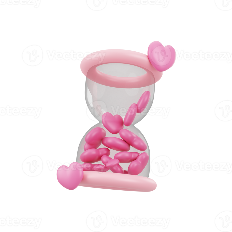 3d rosa tid och kärlek illustration ikon objekt png