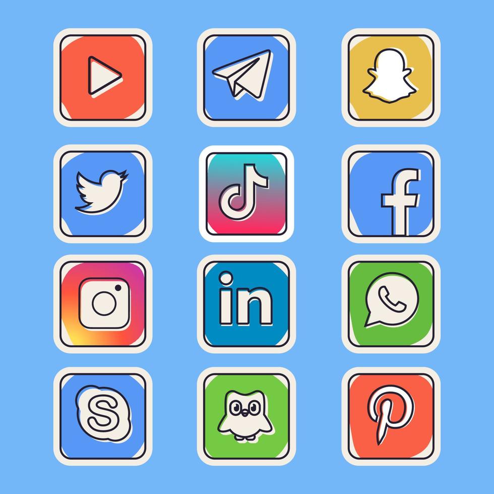 Online Tech Social Media Logo in Doodle Style vector