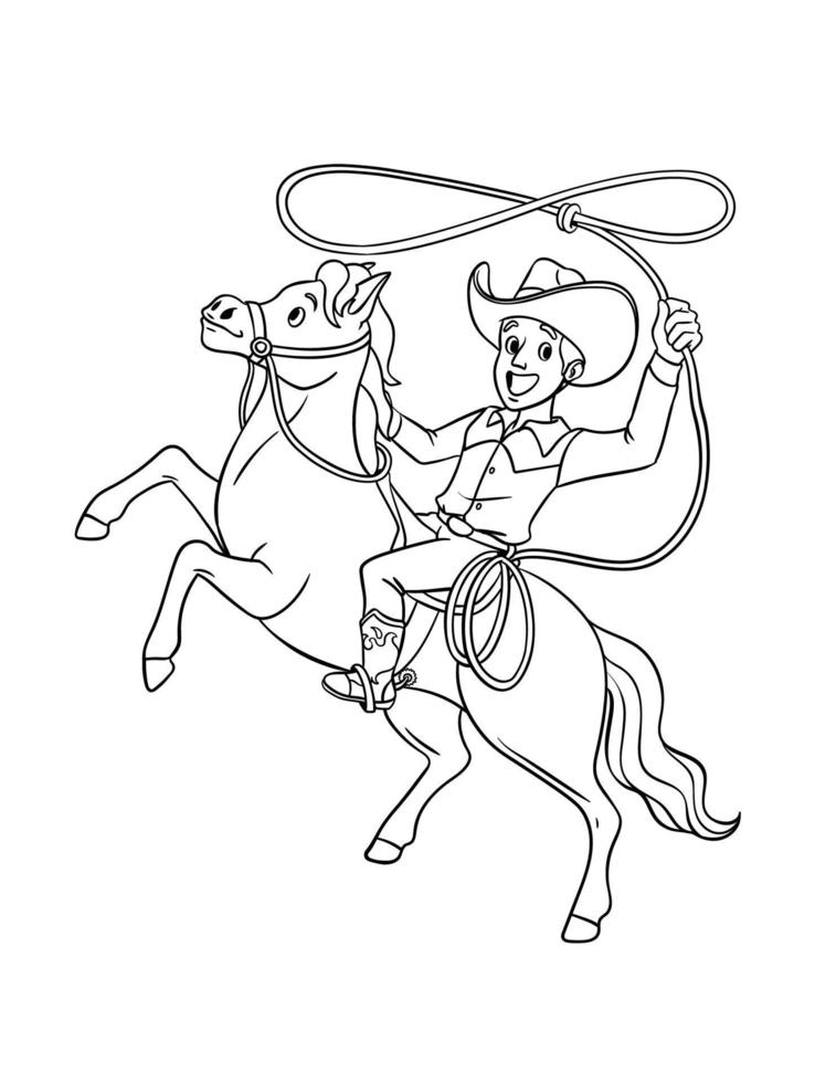 Cowboy Throwing a Lasso on a Horse Isolated vector