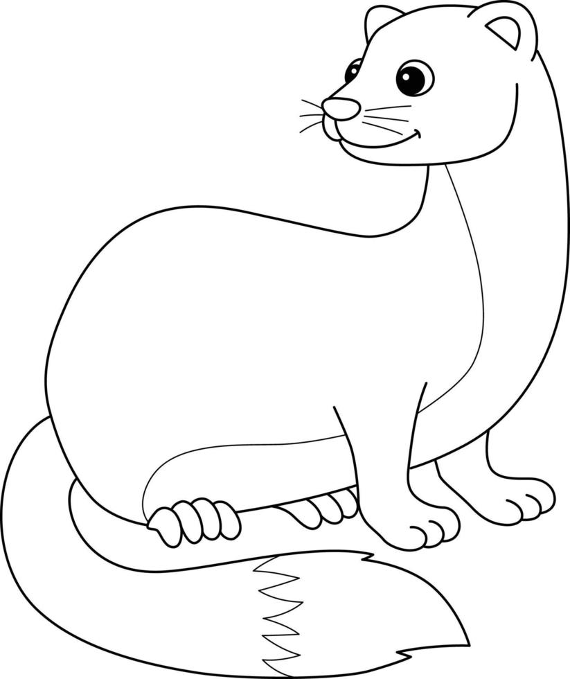 Weasel Animal Isolated Coloring Page for Kids vector